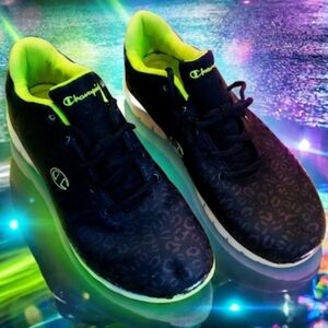 Champion Black and Green Sneakers with Breathable Fabric